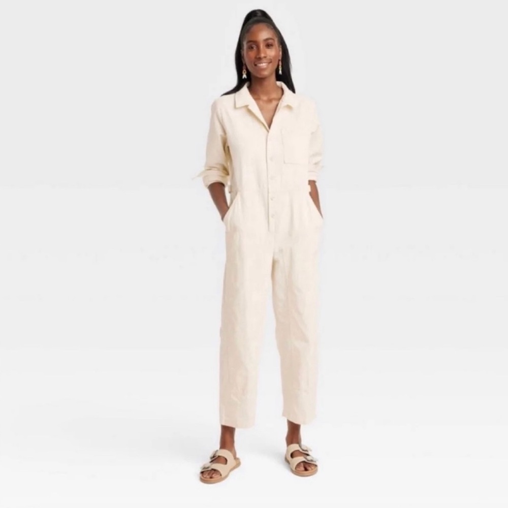 NWT Universal Thread Long Sleeve Coveralls Jumpsuit Boilersuit in Cream